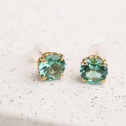 SV925 ミントグリーンのストーンピアス (659-675G) ピアス（スタッド