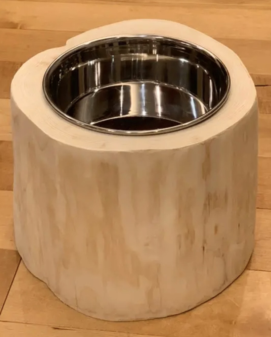 【Pet Table Hinoki】  〜L〜 Stainless bowl