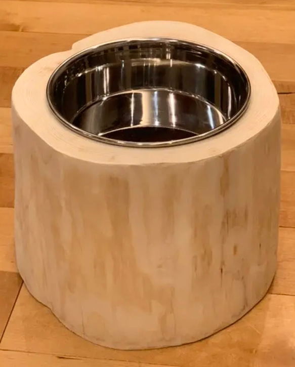 【Pet Table Hinoki】  〜L〜 Stainless bowl 1枚目の画像