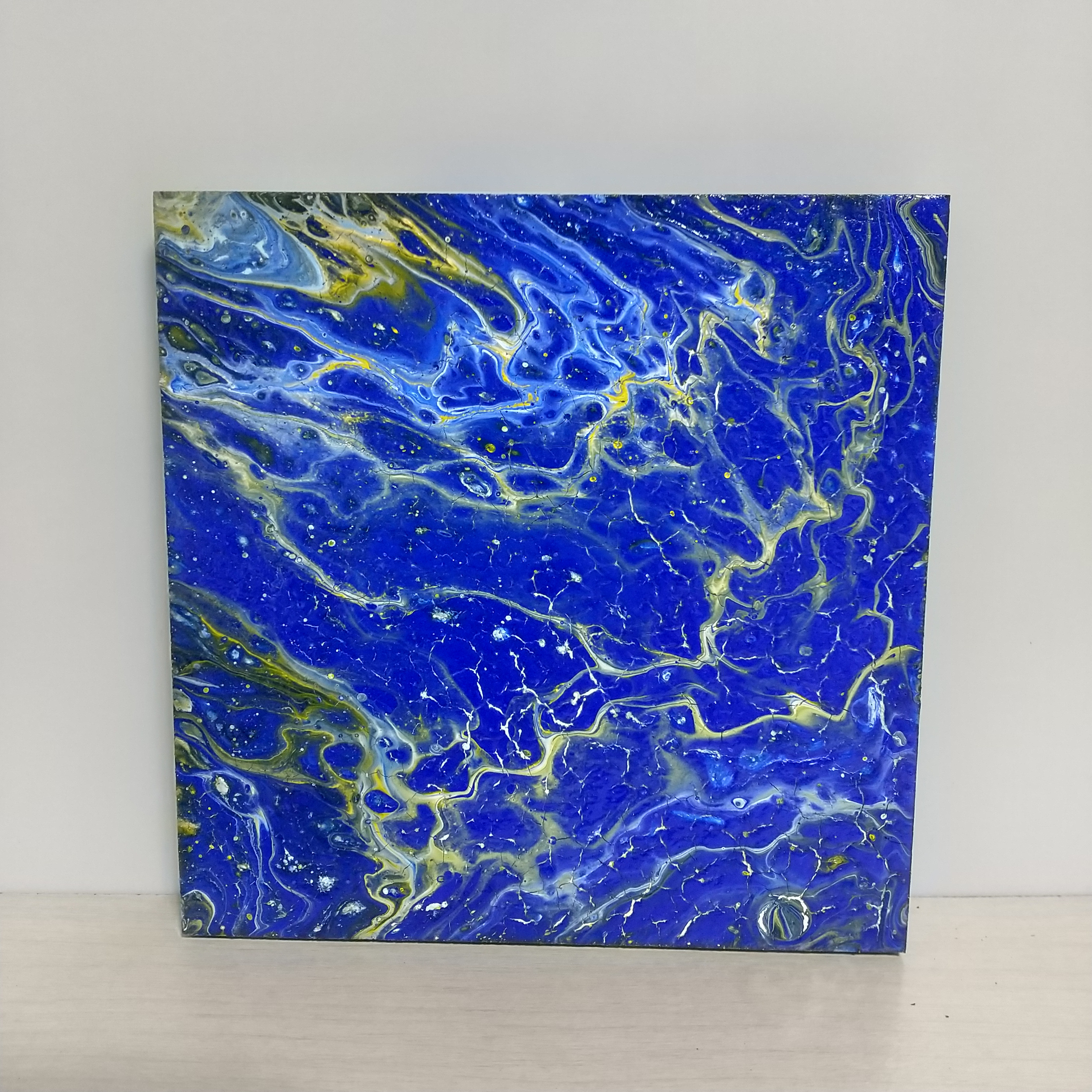 F6号/フルイドアート/ポーリングアート/オリジナルアート/抽象画 原画 青 黒 白 ポーリングアート フルイドアート 抽象画