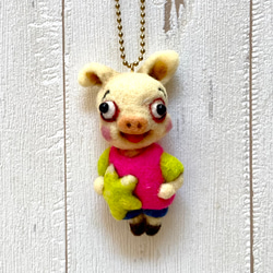 羊毛フェルト ぶたさんペットボトルキャップ 羊毛フェルト Howakero