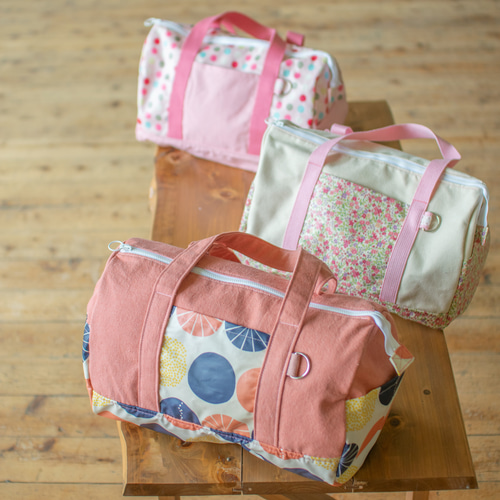 初めてのお泊りバッグ：花柄ボストンバッグ ボストンバッグ 入園入学