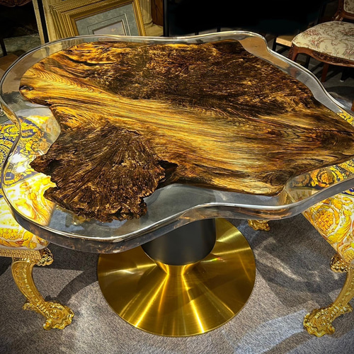 神代杉一枚板レジンテーブル ローテーブル・リビングテーブル 金井工房