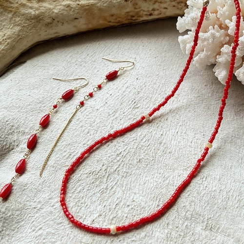 珊瑚ネックレス赤珊瑚チョーカー首飾りレッドヴィンテージアンティーク