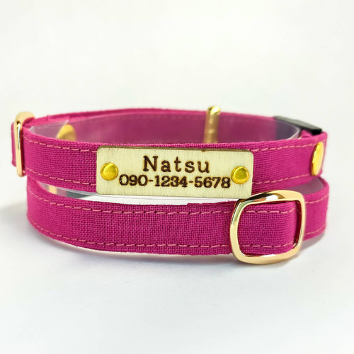 ローズピンクゴールド オプション迷子札 猫 首輪 安全 セーフティ