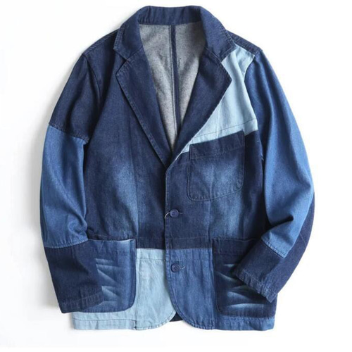 アメリカン レトロ ウォッシュド クレイジー デニム テーラード