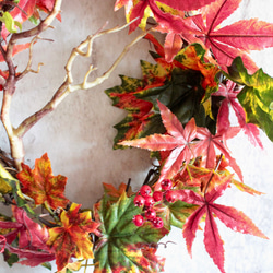 【オータムリース】秋の落ち葉のスクエアリース 9枚目の画像