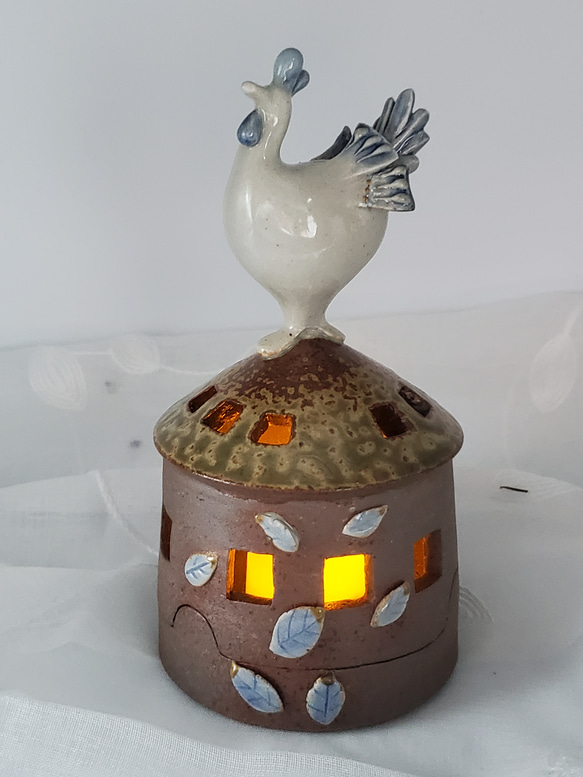 香炉　ランプシェード　ニワトリの香炉　おしゃれ香炉　一輪挿し　陶器の置物 2枚目の画像