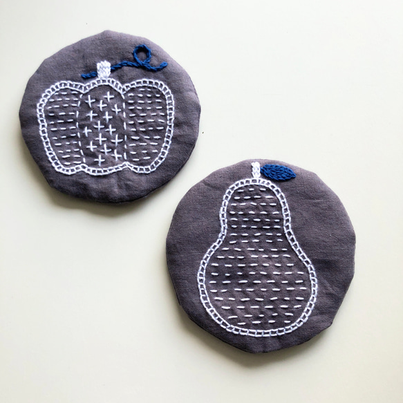 新作⭐︎洋梨デザイン⭐︎刺繍コースター 5枚目の画像