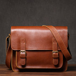 レトロ本革植物タンニン鞣しメッセンジャーバッグ 手作りの色男性用