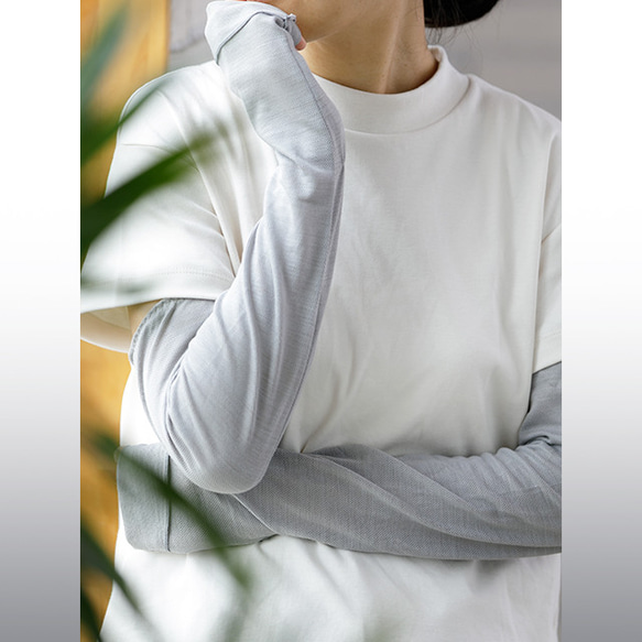 雜誌精選免運費【手襪亞麻半長】臂套/銀灰色/UV套 第12張的照片