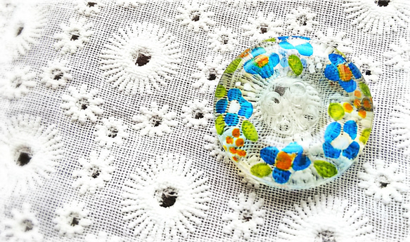 レトロ小花柄リースボタン 1.5cm 3枚目の画像