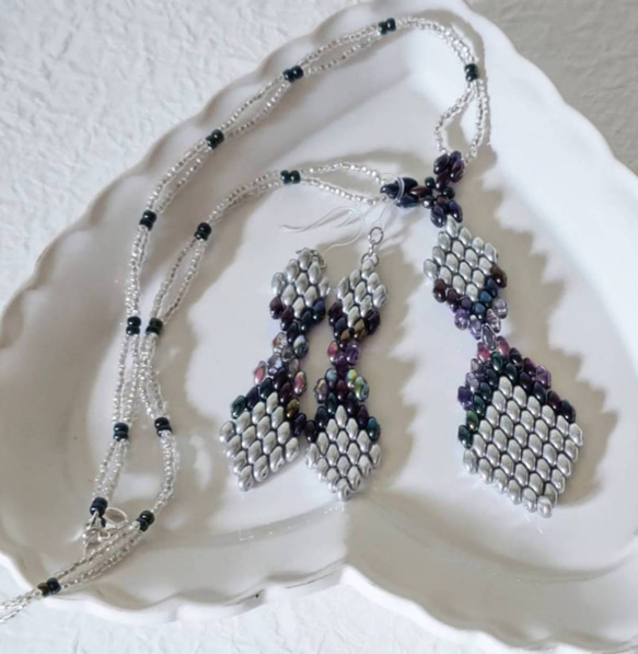 クロスダイヤネックレスピアスセット