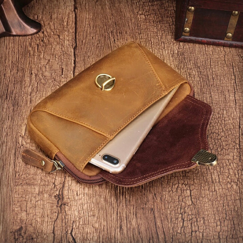 本革 スマホポーチ ベルトポーチ ミニbag 横型 【ブラウン】ウエスト