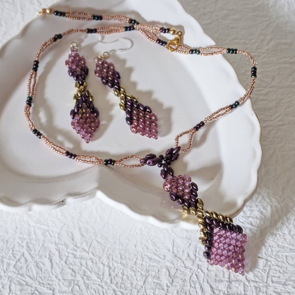 クロスダイヤネックレスピアスセット