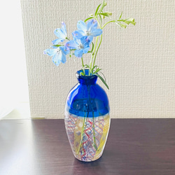 レース紡ぐ花瓶（青） 3枚目の画像