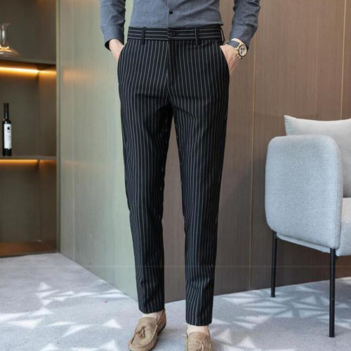 スラックス ビジネスパンツ メンズ ストライプ ズボン クールビズ 通勤