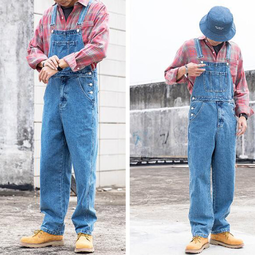 メンズ サロペット ジーンズデニムパンツ オーバーオール つなぎ 