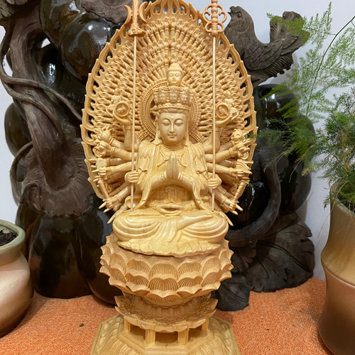 中国美術 陶器 千手観音菩薩像 高さ約23cm 仏教美術 仏像 【公式通販】