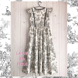 トワルドジュイ ノースリーブワンピース（Toile de jouy : 田園）  FREE　SIZE 6枚目の画像