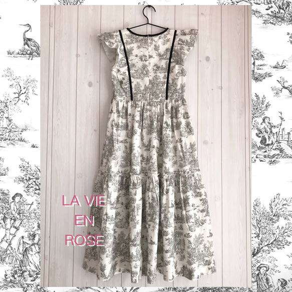 トワルドジュイ ノースリーブワンピース（Toile de jouy : 田園）  FREE　SIZE 6枚目の画像