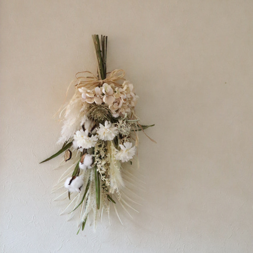 まるでドライフラワーみたいな白いスワッグ アートフラワー BEAT 通販