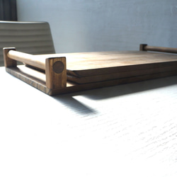 オイル仕上げの木製トレイ パイン材 ダークウォールナットタイプ アンティークな風合い 5枚目の画像