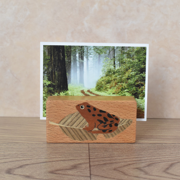 木象嵌　カード立て　かえる 2枚目の画像