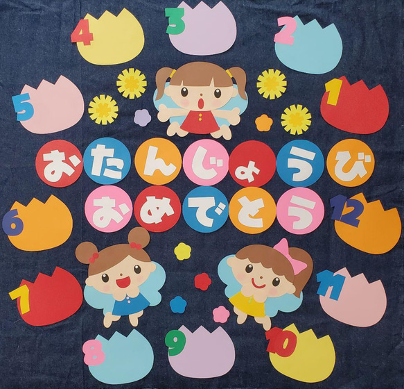 壁面飾り 誕生日表 おたんじょうびおめでとう 誕生日会 壁面製作