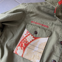 帯リユースパッチワークジャケット　狛犬帯　USED USボウイスカウトシャツリボーン 14枚目の画像