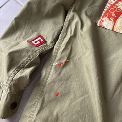 帯リユースパッチワークジャケット　狛犬帯　USED USボウイスカウトシャツリボーン 11枚目の画像
