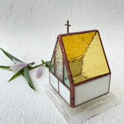 “蜂蜜教堂” [中型教堂] 彩色玻璃 LED 燭台 第3張的照片