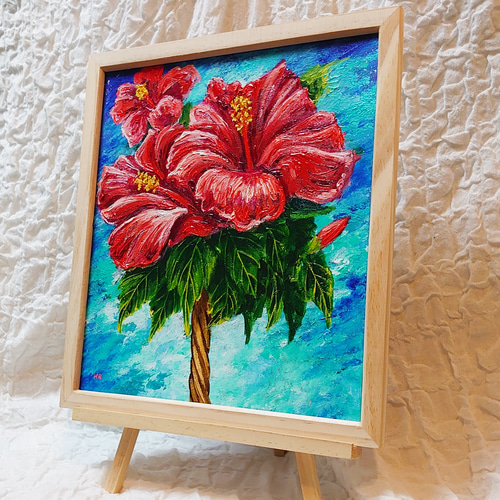 油絵 絵画 【ハイビスカス 】 絵画 HR 通販 14322754｜Creema