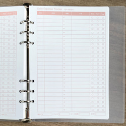 A5サイズ 月間家計簿① 日々の支払い管理 システム手帳リフィル ルーズリーフ ピンク 3枚目の画像