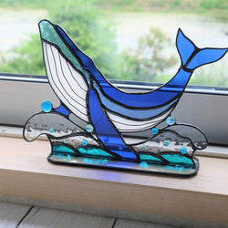 ステンドグラス・鯨のサンキャッチャー(受注制作) サンキャッチャー