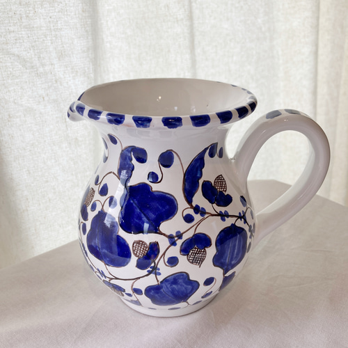 花柄 陶器 ピッチャー 水差し 花瓶 陶器製花模様ピッチャー レトロポップ 陶器製 花柄 水差しピッチャー