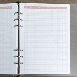 A5サイズ ギフト管理 システム手帳リフィル ルーズリーフ ピンク 3枚目の画像