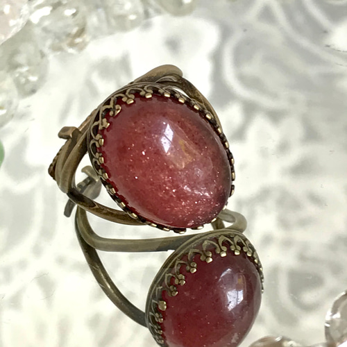 グミの実のような天然石・・アンティーク調 レッド アベンチュリン