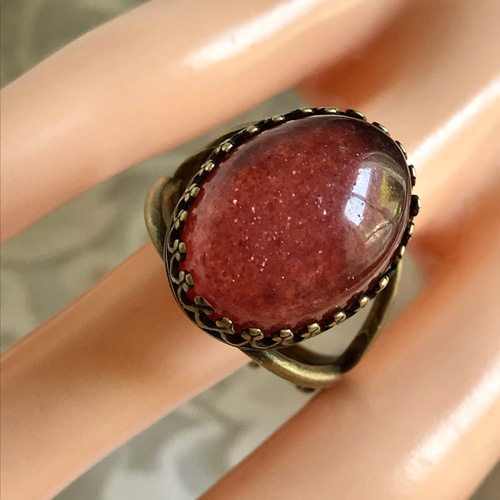 グミの実のような天然石・・アンティーク調 レッド アベンチュリン