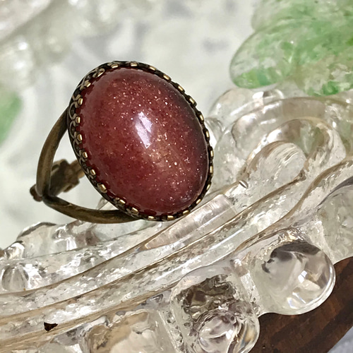 グミの実のような天然石・・アンティーク調 レッド アベンチュリン