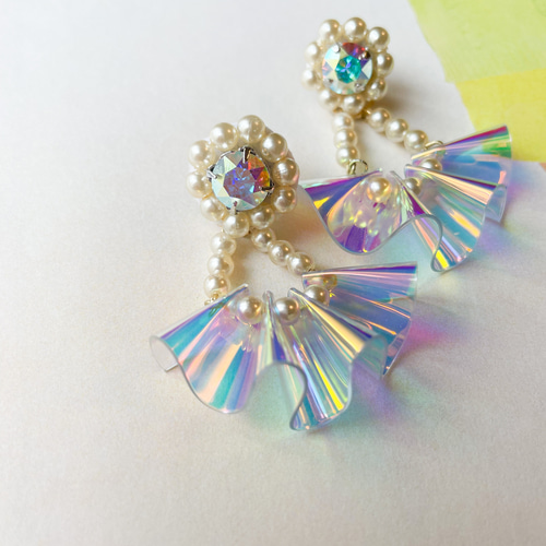 204 PVCを使用した個性的なかっこ可愛いアクセサリー❷ ピアスorイヤリング 新作〜frill〜PVCパーツを使ったピアス・イヤリング ピアス（その他