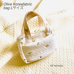 Olive Koreafabric 3-piece set  オリーブ　マザーズバッグ　マグポーチ　母子手帳ケース　 2枚目の画像
