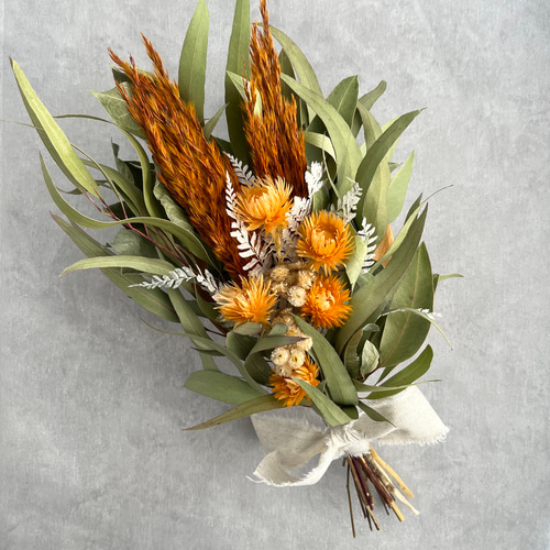 ナチュラルオレンジのドライフラワースワッグブーケ ブーケ  