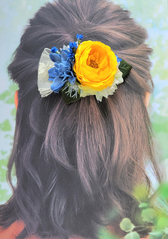 大人の夏髪♡黄色いバラのバレッタ　ヘアアクセサリー　 10枚目の画像