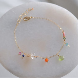 Peridot bracelet：ペリドット×カーネリアン×アパタイト　チェーンブレスレット　天然石 4枚目の画像