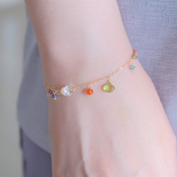 Peridot bracelet：ペリドット×カーネリアン×アパタイト　チェーンブレスレット　天然石 9枚目の画像