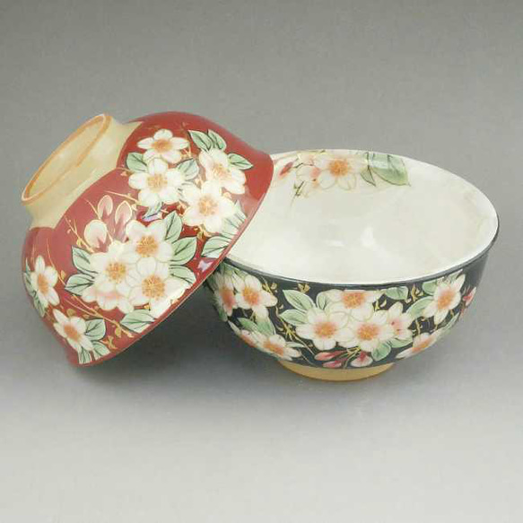 ◆商品番号　6476 枝垂れ桜夫婦茶碗　陶あん 1枚目の画像