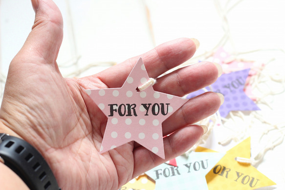 色んなペーパーで作った星のタグ「FOR YOU」 3枚目の画像