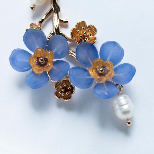 忘れな草のかんざし「勿忘草」青い花 和装髪飾り 簪 ヘアアクセサリー