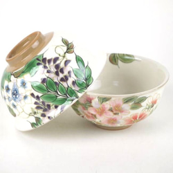 ◆商品番号　8367 花うつろい夫婦茶碗　陶あん 2枚目の画像